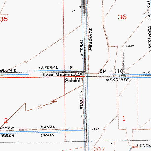 Topographic Map of Rose Mesquite School, CA