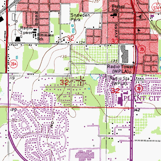 Topographic Map of Pine Dale Estates, FL
