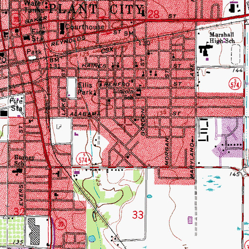 Topographic Map of Pinehurst North, FL