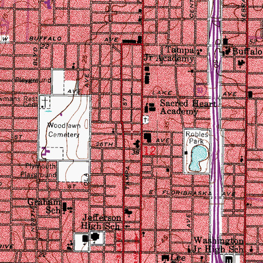 Topographic Map of Piney Woods, FL