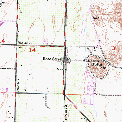 Topographic Map of Rose Street, CA