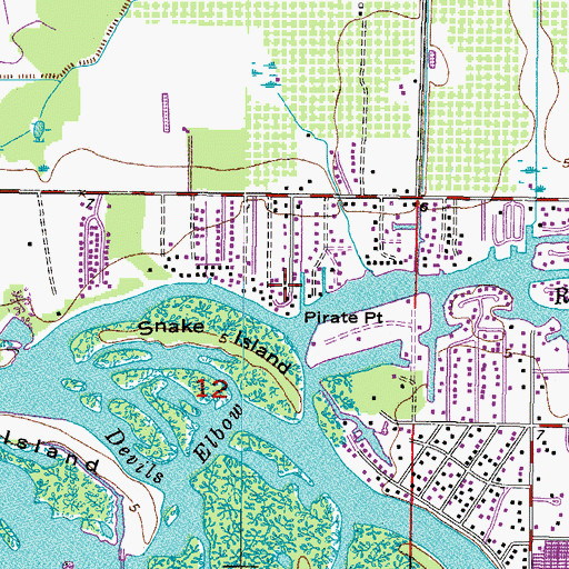 Topographic Map of Pirates Point, FL