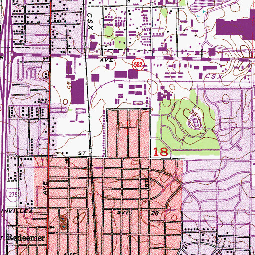 Topographic Map of Plandome Heights, FL