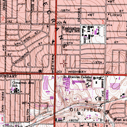 Topographic Map of Rosecrans Hills, CA