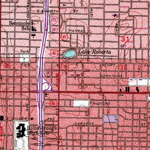 Topographic Map of Powhatan Heights, FL