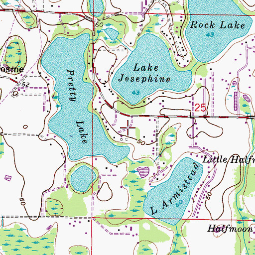 Topographic Map of Pretty Lake Estates, FL
