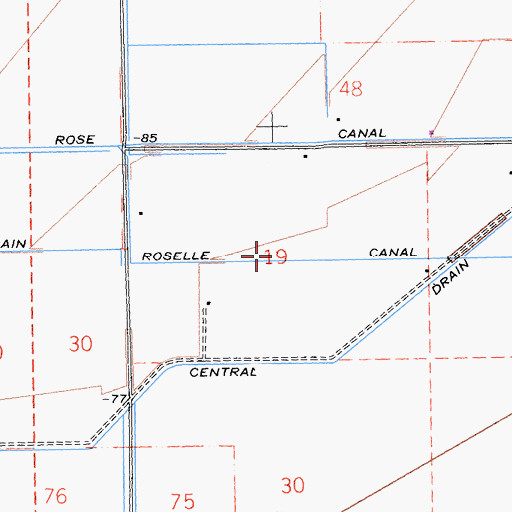 Topographic Map of Roselle Canal, CA