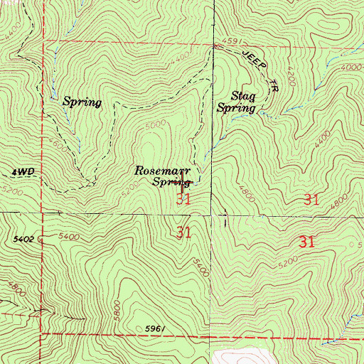 Topographic Map of Rosemarr Spring, CA