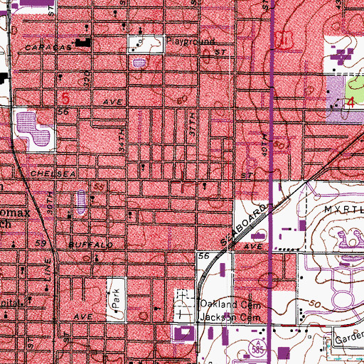 Topographic Map of Rainbow Heights, FL