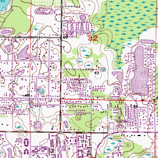 Topographic Map of Ranch Lake Estates, FL