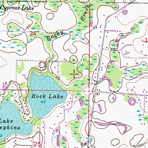 Topographic Map of Reserve on Rock Lake, FL