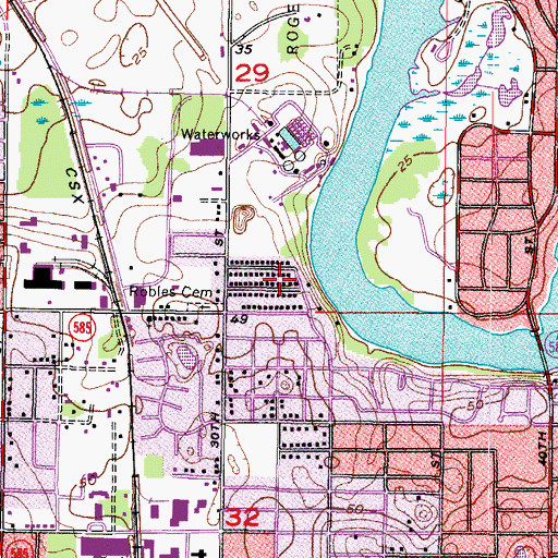 Topographic Map of River Grove Park, FL
