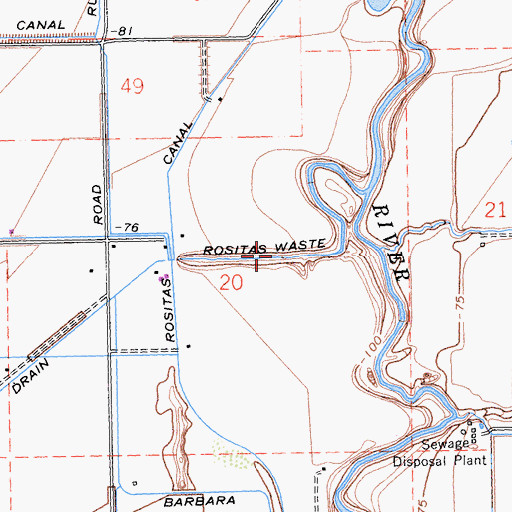 Topographic Map of Rositas Waste, CA