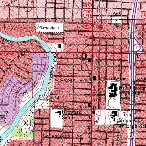 Topographic Map of Rivercrest, FL