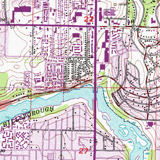 Topographic Map of Riverhills Park, FL