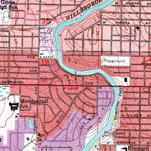 Topographic Map of Riverside Estates, FL