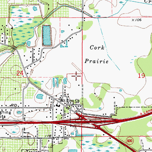 Topographic Map of Roach, FL