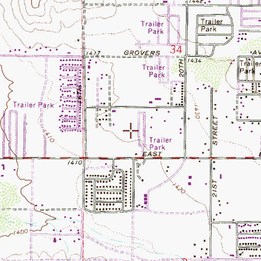 Topographic Map of Eighteen Bells Mobile Home Park, AZ
