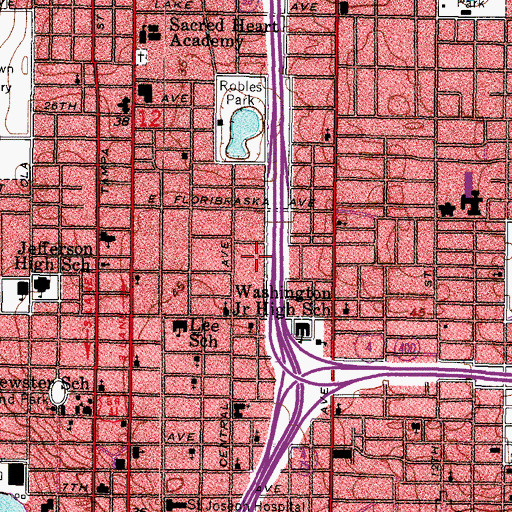 Topographic Map of Robles, FL
