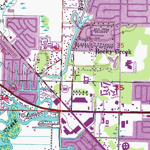 Topographic Map of Rocky Ford, FL