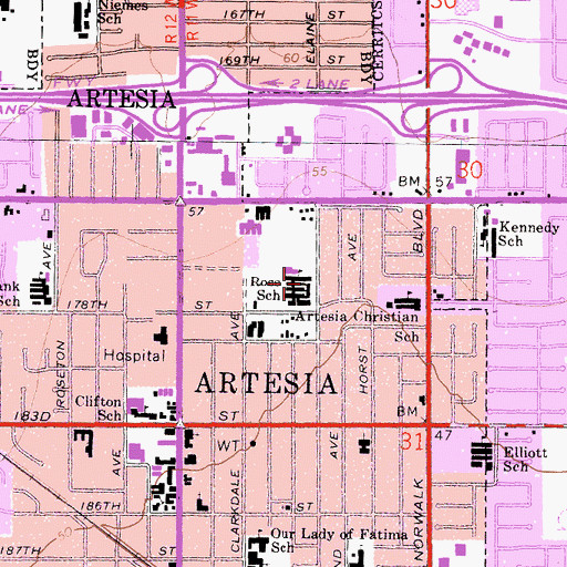 Topographic Map of Ross Academy of Creative and Media Arts, CA