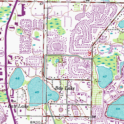 Topographic Map of Rolling Green Village, FL