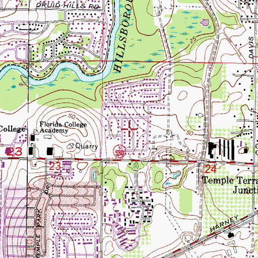 Topographic Map of Rolling Terrace, FL