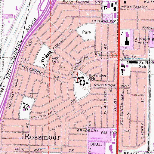 Topographic Map of Rossmoor Elementary School, CA