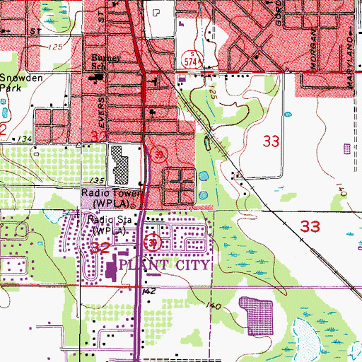 Topographic Map of Roseland Park, FL