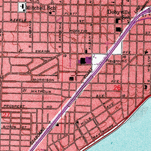 Topographic Map of Rosevelt Park, FL