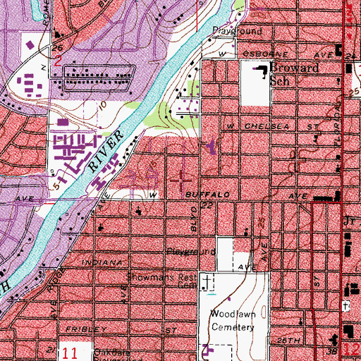 Topographic Map of Roslyn Homes, FL