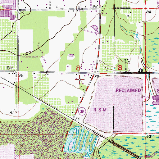 Topographic Map of Rosswell Acres, FL