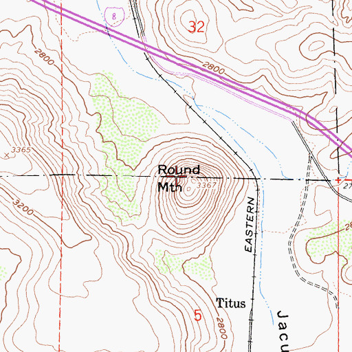 Topographic Map of Round Mountain, CA