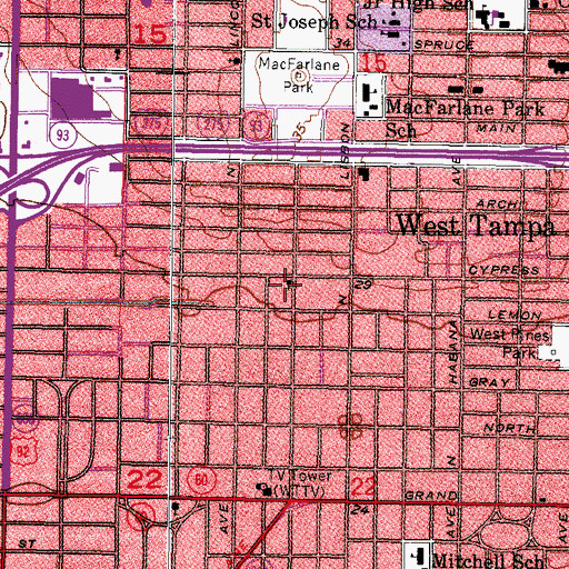 Topographic Map of Matanzas Park, FL