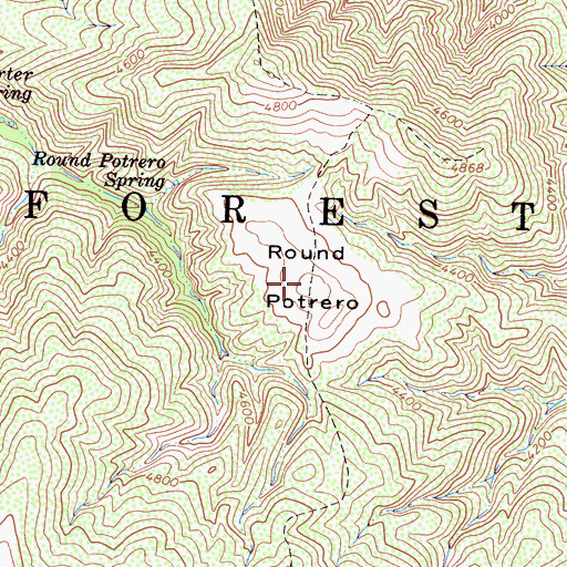 Topographic Map of Round Potrero, CA