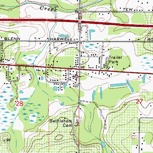 Topographic Map of Meadow Oaks, FL