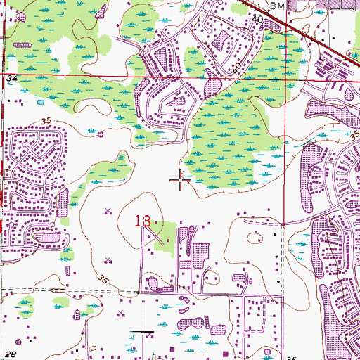 Topographic Map of Meadowglen, FL