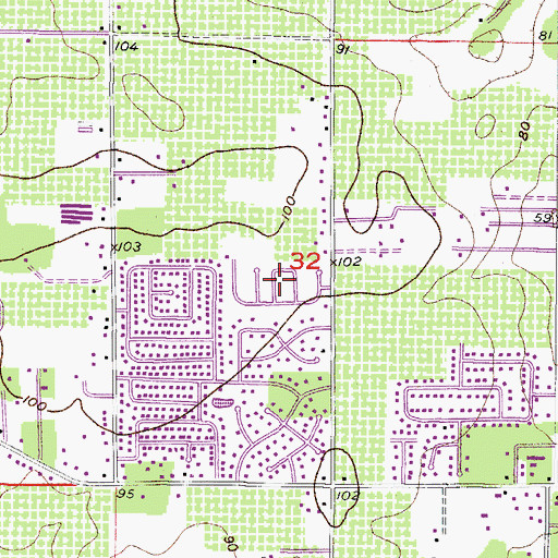 Topographic Map of Meadowood Estates, FL