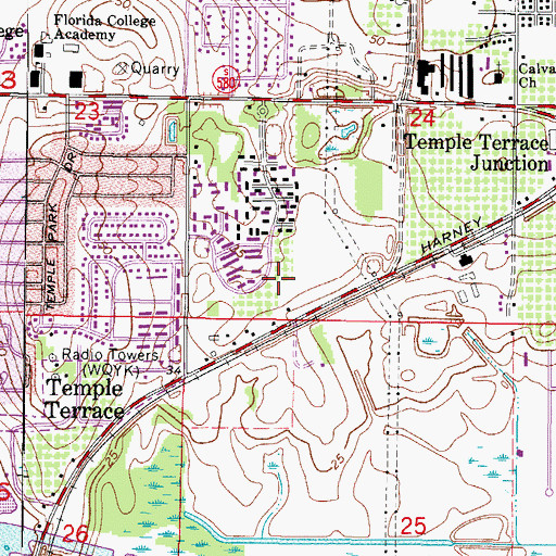 Topographic Map of Meadowood Oaks, FL