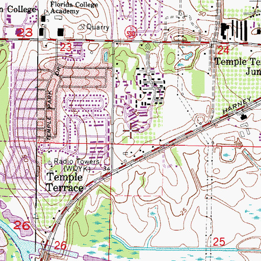 Topographic Map of Meadowood Village, FL