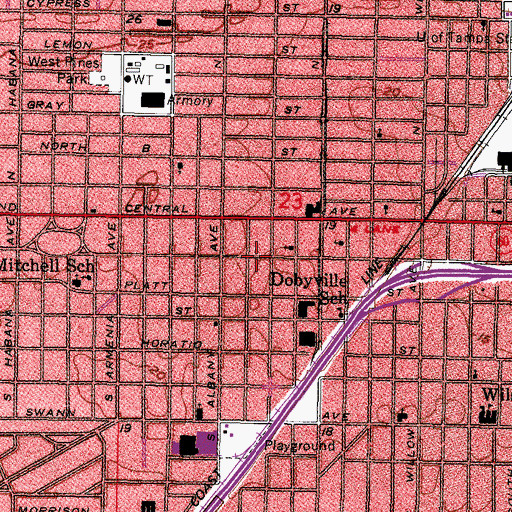 Topographic Map of Melville Heights, FL