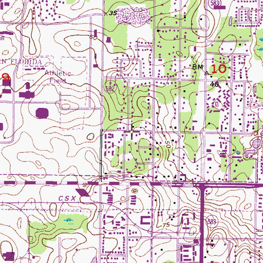 Topographic Map of Mendoza, FL