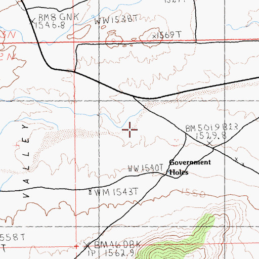 Topographic Map of Round Valley, CA