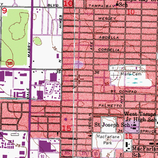 Topographic Map of Michigan Heights, FL