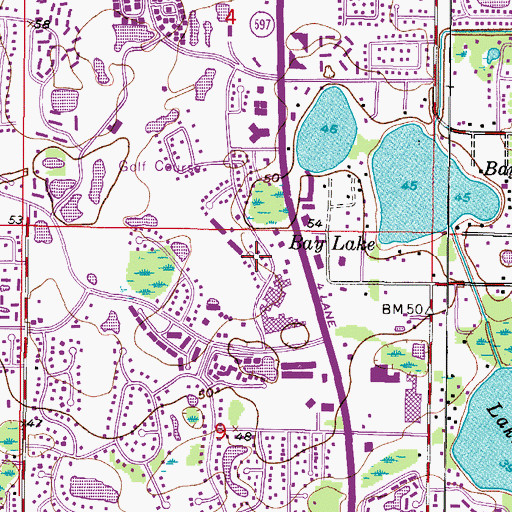 Topographic Map of Mid Village, FL