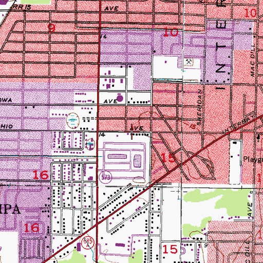 Topographic Map of Milgwen, FL