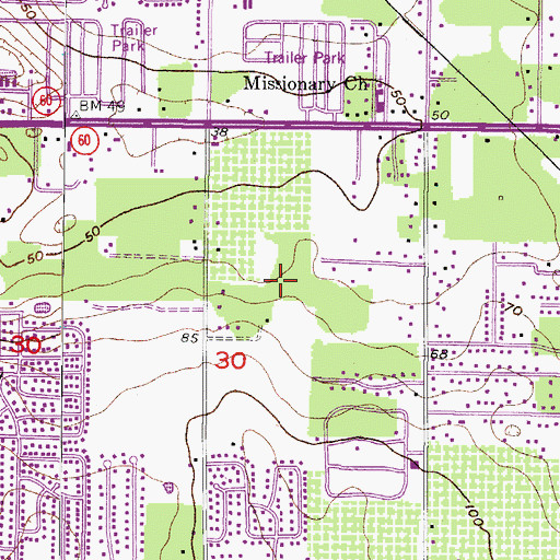Topographic Map of Miller Woods, FL