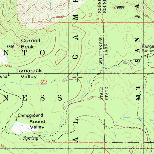Topographic Map of Round Valley, CA