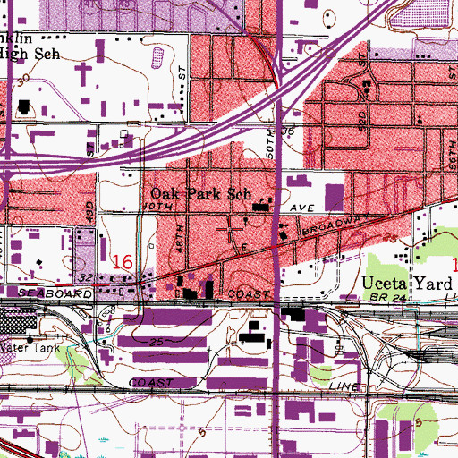 Topographic Map of Mills, FL