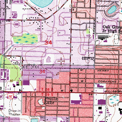 Topographic Map of Milwood Estates, FL